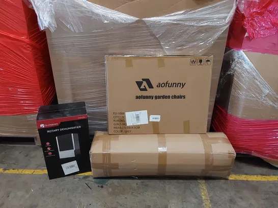 PALLET OF ASSORTED ITEMS INCLUDING: ROTARY DEHUMIDIFIER, CAMPING CHAIRS, CAMPING MATTRESS ECT