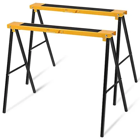 BOXED COSTWAY TWIN PACK FOLDING SAW HORSE HEAVY DUTY SAWHORSES COMPACT POWER TOOLS WORKHORSE