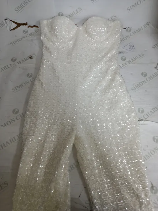 BOXED NADINE MERABI LUCINDA WHITE JUMPSUIT IN WHITE - UK 10