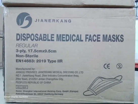 TWO CASES EACH CONTAINING 2000 DISPOSIBLE MEDICAL FACE MASKS NON-STERILE TYPE IIR