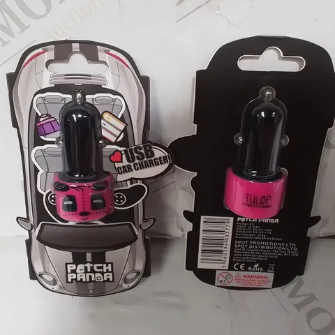 LOT OF APPROXIMATELY 32 PATCH PANDA USB CAR CHARGERS - PINK