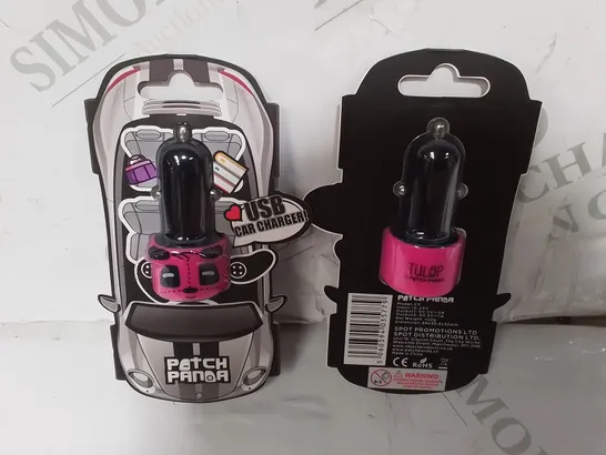 LOT OF APPROXIMATELY 32 PATCH PANDA USB CAR CHARGERS - PINK