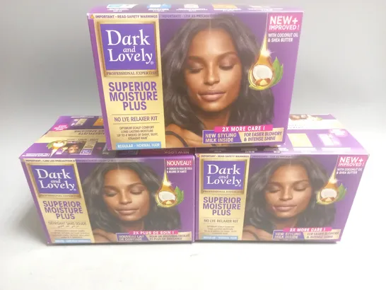 LOT OF 3 DARK & LOVELY SUPERIOR MOISTURE PLUS NO LYE RELAXER KITS