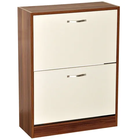 STRAN 2 DRAWER SHOE STORAGE WALNUT/HIGH GLOSS WHITE (1 BOX)