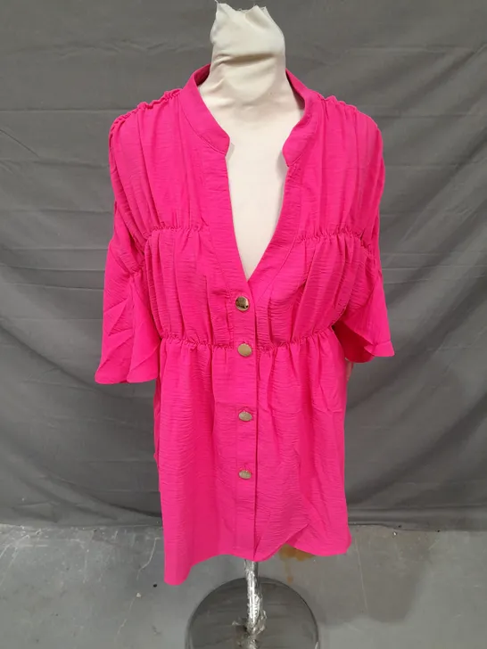 AX PARIS TIERED BUTTON UP TOP IN HOT PINK SIZE 14