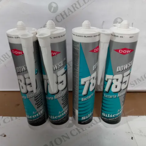 LOT OF 4 DOW 785+ MOULD RESISTANT WHITE LIVING AREA SEALANT, 310ML UNITS