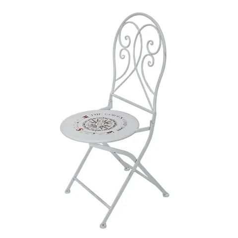 BOXED SET OF 2 WARDEL FOLDING PATIO DINING CHAIRS - WHITE (1 BOX)