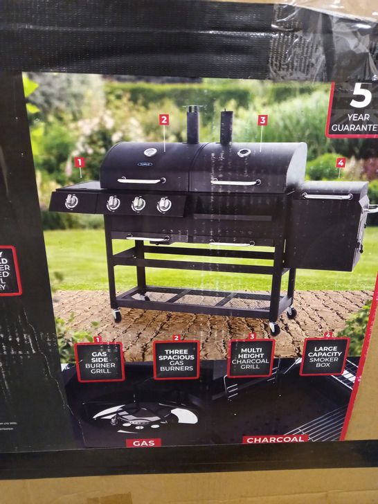 TOWER T978507 IGNITE MULTI XL GRILL BBQ WITH GAS/CHARCOAL/SMOKER/SIDE BURNER, BLACK