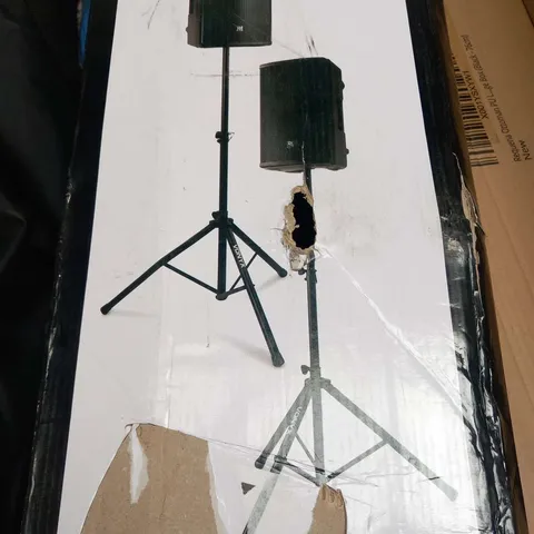 BOXED VONYX SET OF 2 STURDY PORTABLE SPEAKER STANDS WITH CARRY BAG