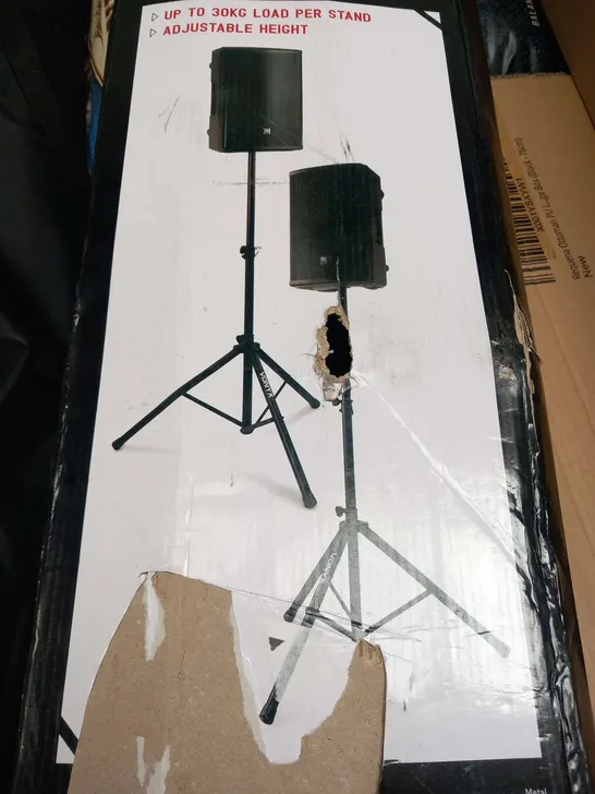 BOXED VONYX SET OF 2 STURDY PORTABLE SPEAKER STANDS WITH CARRY BAG