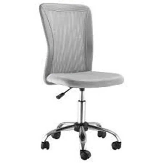 BOXED VINSETTO OFFICE CHAIR, ARMLESS DESK CHAIR, ADJUSTABLE COMPUTER SWIVEL CHAIR WITH ROLLING WHEELS AND MESH BACK FOR HOME WORK STUDY, GREY