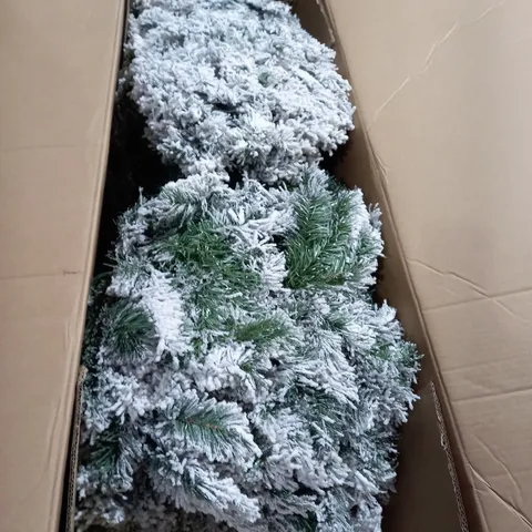 BOXED 7FT FLOCKED PRELIT DOWNSWEPT PINE EFFECT TREE