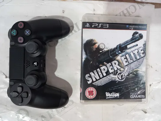 SONY CUH-ZCT2E WIRELESS PLAYSTATION 4 CONTROLLER WITH  PLAYSTATION 3 SNIPER ELITE V2 GAME