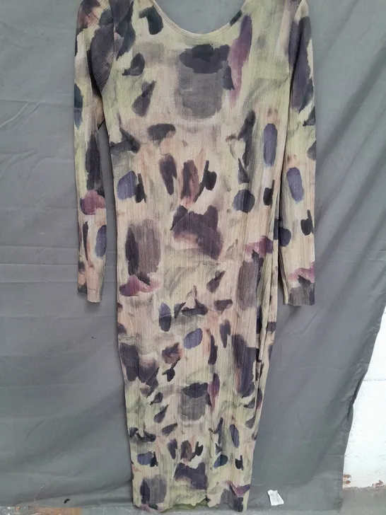 ZARA LADIES MAXI DRESS GREEN CAMO SIZE L