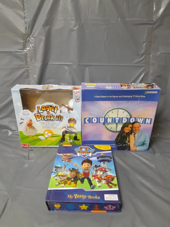 APPROXIMATELY 10 BOARD GAMES TO INCLUDE COUNTDOWN, PAW PATROL AND OPERATION