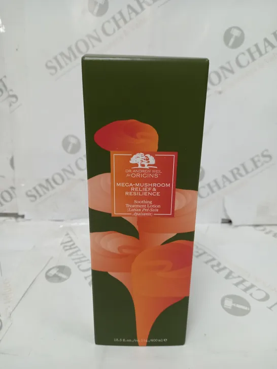 BOXED ORIGINS MEGA MUSHROOM RELIEF AND RESILIENCE SOOTHING TREATMENT LOTION 400ML