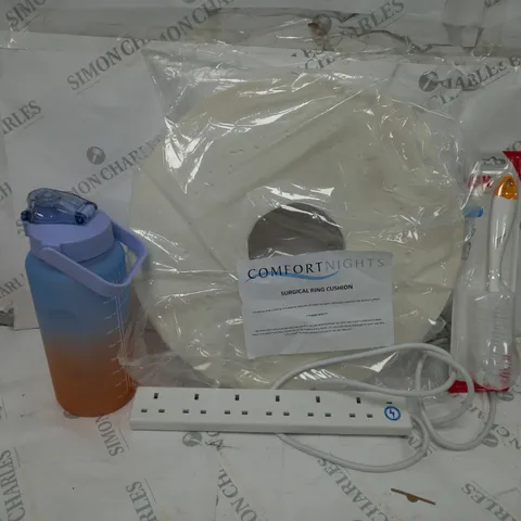 APPROXIMATELY 15 ASSORTED ITEMS TO INCLUDE COMFORT NIGHTS SURGICAL CUSHION RING, EXTENSION LEAD, 2000ml BOTTLE, ETC