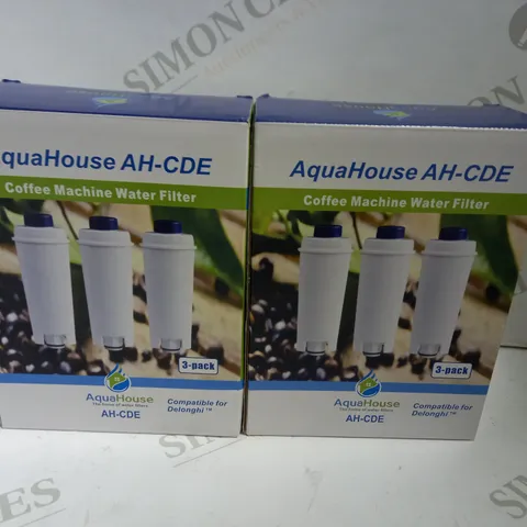 TWO BOXES OF 3 AQUAHOUSE AH-CDE COFFEE MACHINE WATER FILTERS