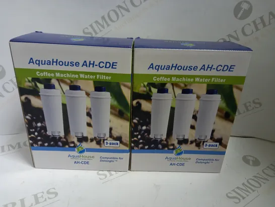 TWO BOXES OF 3 AQUAHOUSE AH-CDE COFFEE MACHINE WATER FILTERS