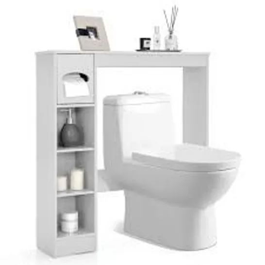 BOXED COSTWAY OVER THE TOILET STORAGE CABINET WITH ADJUSTABLE SHELVES AND PAPER HOLDER - WHITE