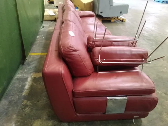 2PCS 4 SEATER SOFA  - RED LEATHER 