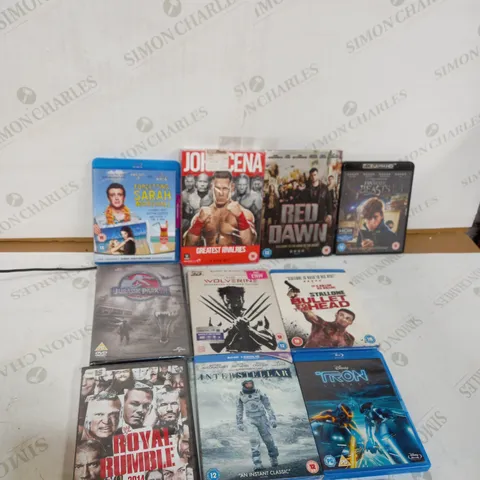 LOT OF ASSORTED DVDS TO INCLUDE JURASSIC PARK 3, JOHN CENA GREATEST RIVALRIES AND RED DAWN