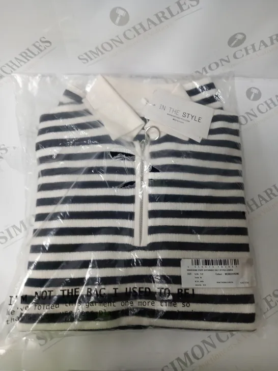 IN THE STYLE MONOCHROME STRIPE POLO JUMPER - -12