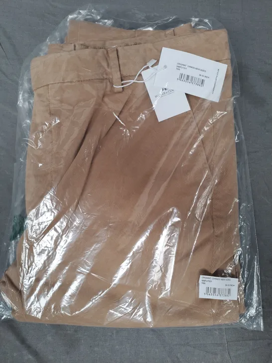 HAWES & CURTIS ORGANIC CHINOS IN TAN SIZE 36-33 INCH