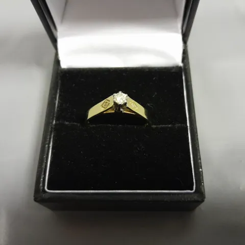 9CT GOLD SOLITAIRE RING SET WITH NATURAL DIAMONDS