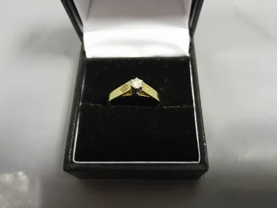 9CT GOLD SOLITAIRE RING SET WITH NATURAL DIAMONDS