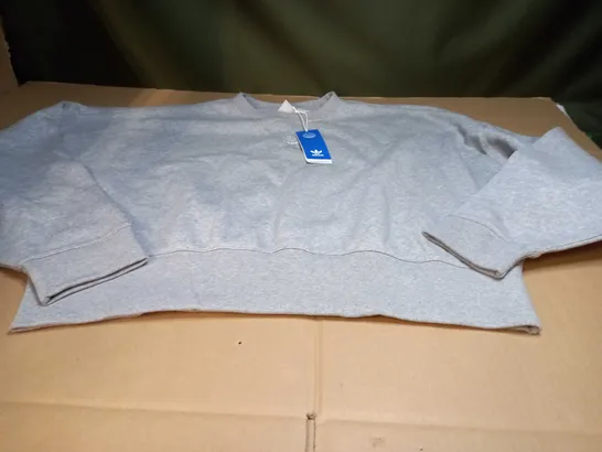 ADIDAS GREY MARL/LOGO SWEATER - SIZE 10