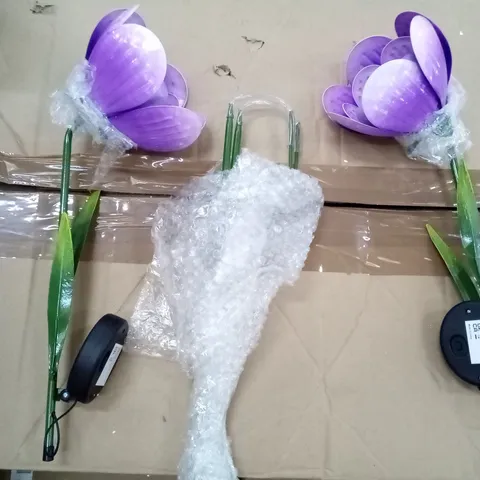 BOXED SET OF 2 SOLAR LED FLOWERS - PURPLE