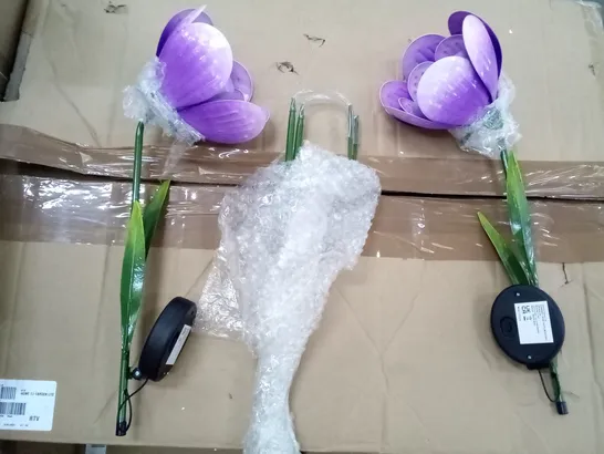 BOXED SET OF 2 SOLAR LED FLOWERS - PURPLE