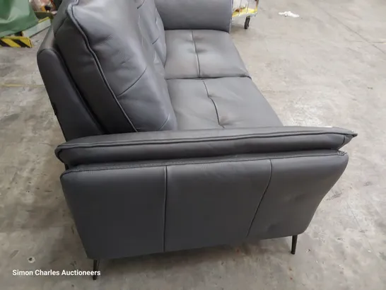 QUALITY ITALIAN DESIGNER BOLZANO POWER RECLINING TWO SEATER SOFA DARK GREY LEATHER 