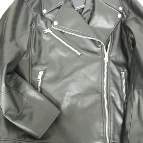 M&S FAUX LEATHER BLACK JACKET - SIZE 12