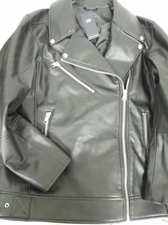 M&S FAUX LEATHER BLACK JACKET - SIZE 12