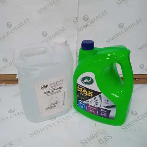 LOT OF 2 ITEMS TO INCLUDE BPA FREE ULTRA PURE STEAM DISTILLED WATER - 5L, TURTLE WAX MAX POWER CAR WASH - 5L