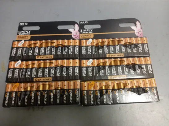 LOT OF 6 12-PACKS OF DURACELL AA BATTERIES