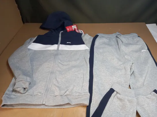 SLAZENGER FLEECE TRACKSUIT IN GREY & NAVY - UK 13 YEAR OLDS