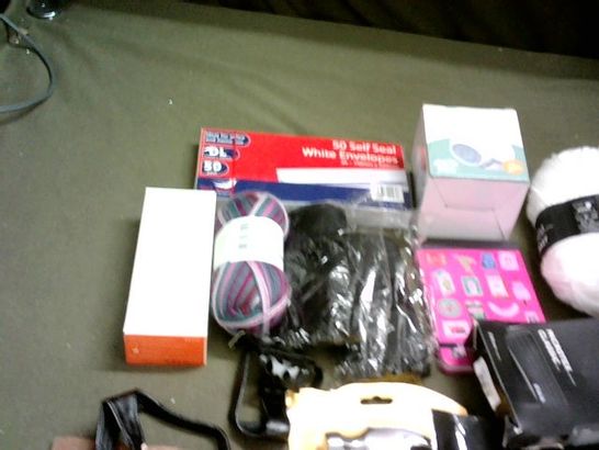 SMALL BOX OF ASSORTED ITEMS INCLUDING  DIGITAL THERMOMETER,  LED MOTION SENSOR LIGHT, STUBBY HAMMER