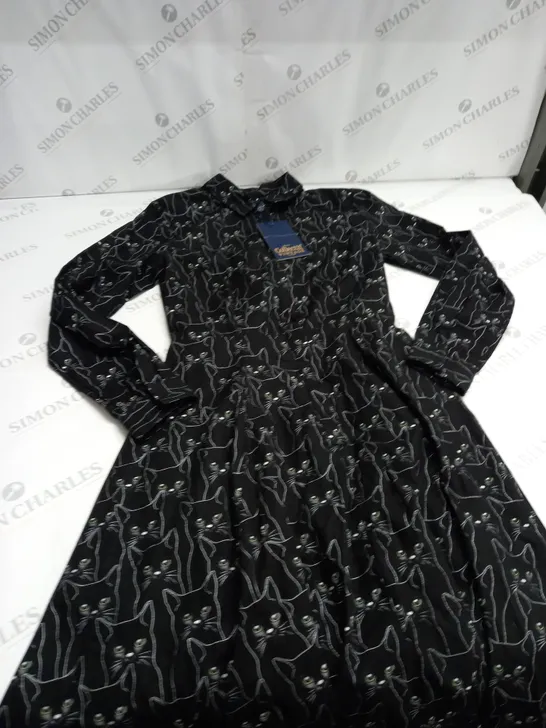 COLLECTIF VINTAGE BLACK CAT DRESS SIZE 10