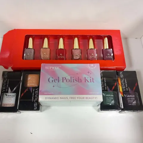 APPROXIMATELY SIX ASSORTED NAIL BASED COSMETICS TO INCLUDE; NX SET, SUPWEE GEL POLISH KIT AND VENALISA GEL NAILS SYSTEM
