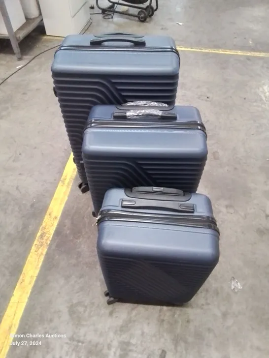 SET OF 3 NAVY HEAVY DUTY TRAVEL SUITCASE 