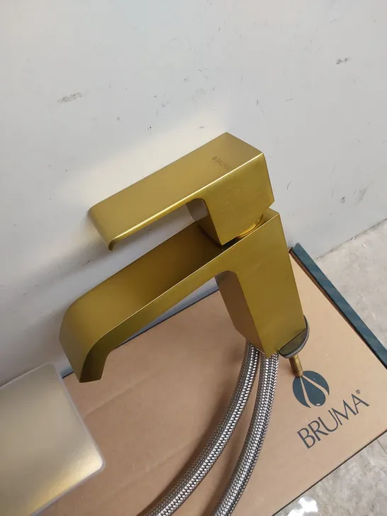 BOXED BRUMA LINEA BASIN MIXER AND PUSH-OPEN WASTE - GOLD