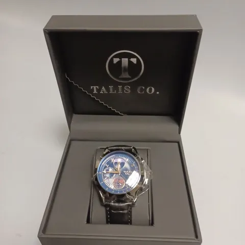 MENS TALIS CO 7120 CHRONOGRAPH WATCH – MOON PHASE MOVEMENT – GENUINE LEATHER STRAP