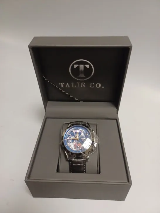 MENS TALIS CO 7120 CHRONOGRAPH WATCH – MOON PHASE MOVEMENT – GENUINE LEATHER STRAP