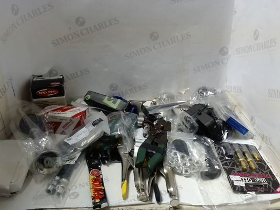 LOT OF ASSORTED ITEMS TO INCLUDE; TOOLS, SPARE PARTS ETC
