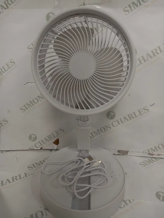 BELL & HOWELL RECHARGEABLE EXTENDABLE DESK & FLOOR FAN, WHITE