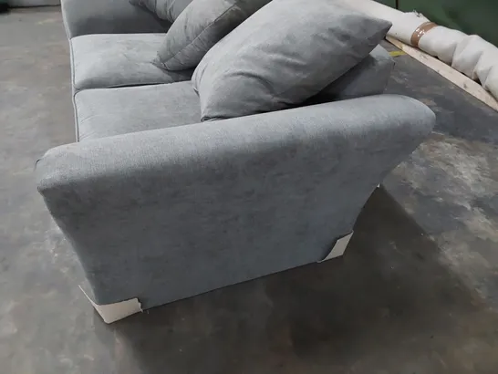 DESIGNER DURY TWO SEATER SOFA WITH SCATTER CUSHIONS GREY FABRIC 