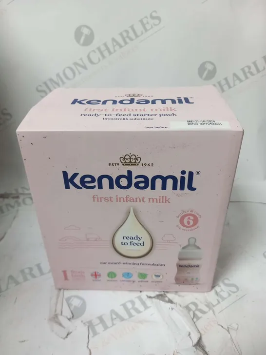 TWO BOXES OF KENDAMIL FIRST INFANT MILK READY TO FEED FROM BIRTH 6 BOTTLES AND TEATS PER BOTTLE